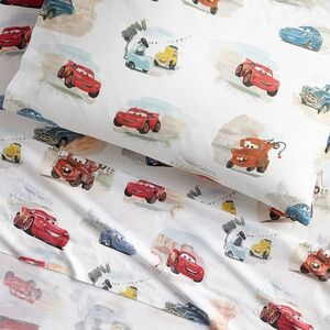 Pottery Barn Kids Cars Themed Bedding Set - Red, Blue, Yellow